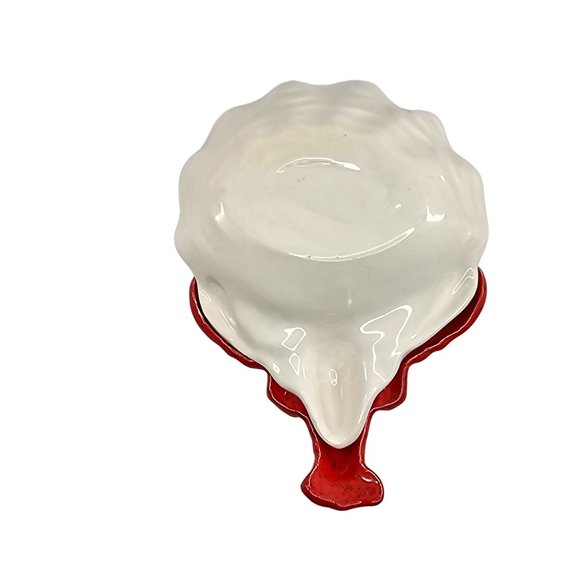 Lobster Dish Bowl Shell Clam Scalloped Red White Ceramic *Chipped* - Picture 6 of 11